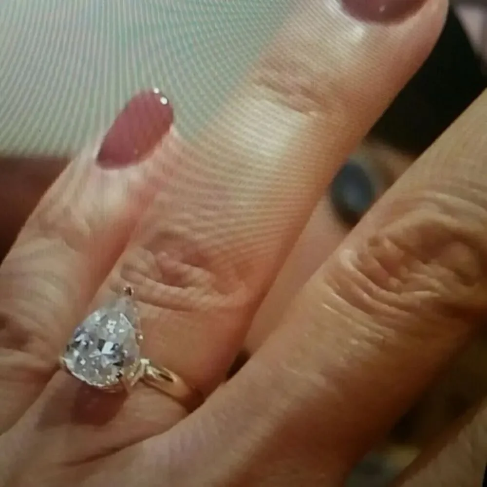 Custom made 14K Yellow Gold or white gold pear Solitaire engagement ring